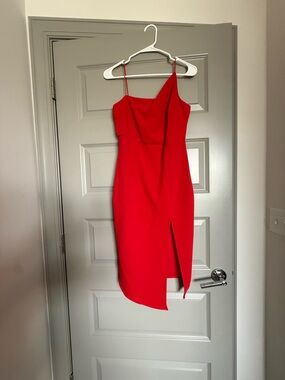 Princess Polly Red Asymmetric Slit Bodycon Dress